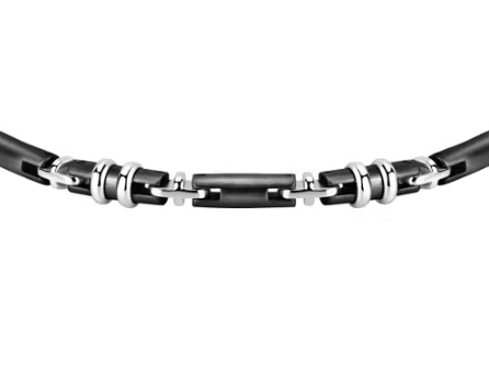 SALS39 Pulsera Hombre Motown Negro y Plata