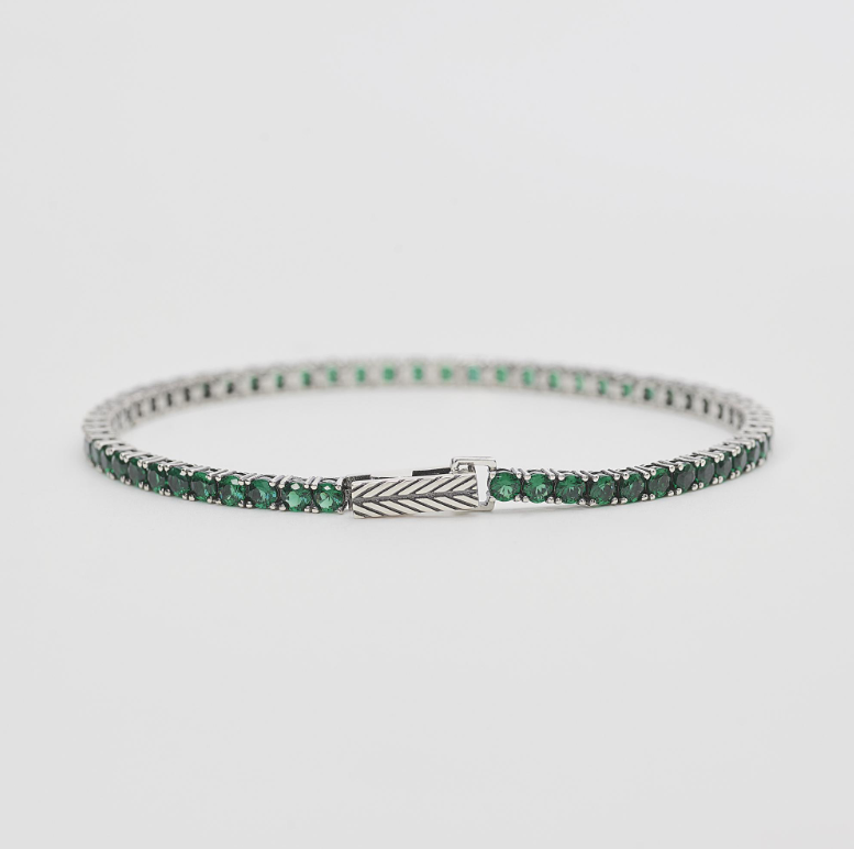 Bracciale Uomo Tennis Con Pietre Verdi 533579