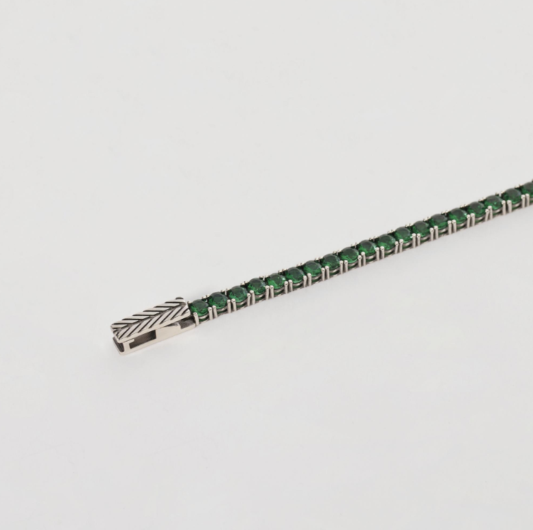 Bracciale Uomo Tennis Con Pietre Verdi 533579