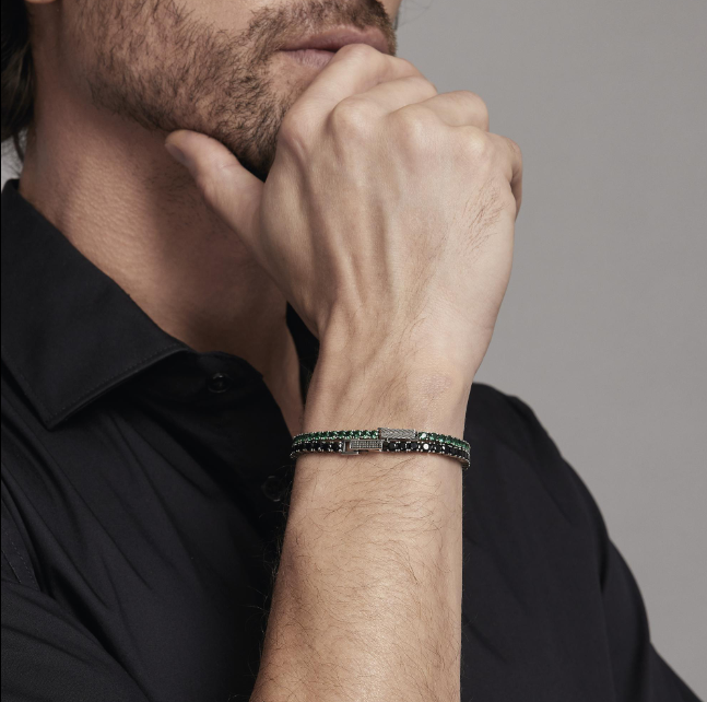 Bracciale Uomo Tennis Con Pietre Verdi 533579