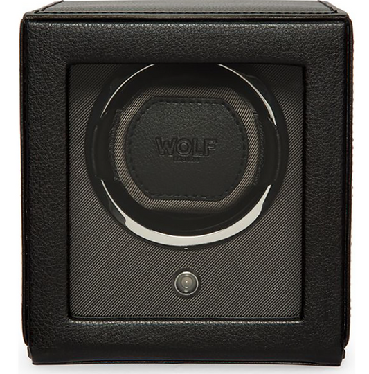 Scatola del Tempo Carica Orologio Quadrata In Pelle Nera 461103