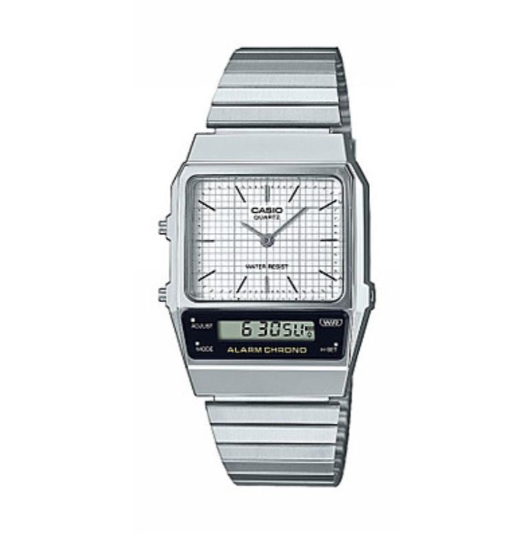 Reloj Vintage Digital Hombre Acero Gris AQ-800E-7AEF