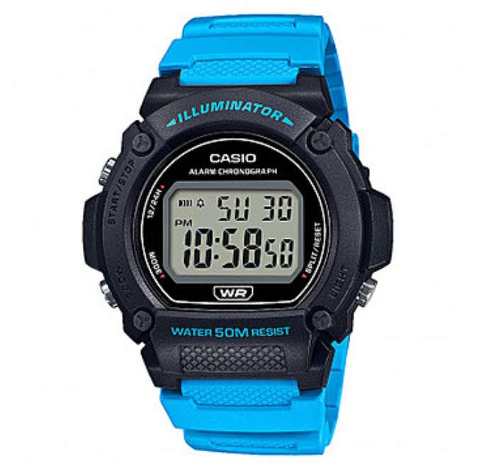 Orologio Uomo Digitale Nero e Azzurro W-219H-2A2VEF