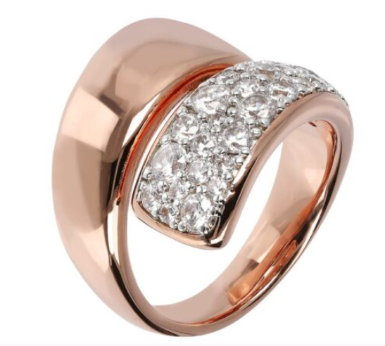 Anello Contrarié Rosato Fascia Pavè in Cubic Zirconia WSBZ01429.W