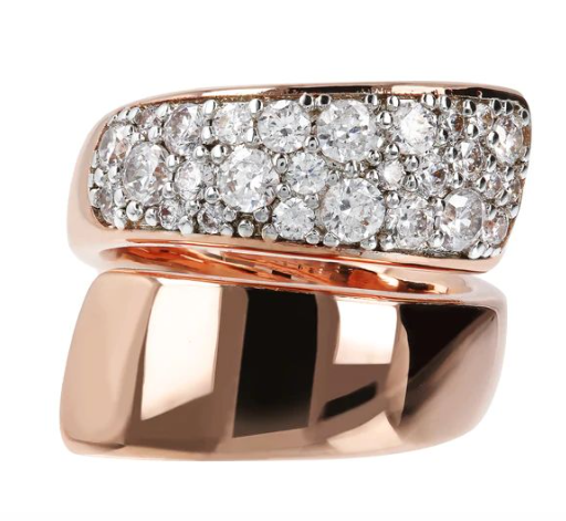 Anello Contrarié Rosato Fascia Pavè in Cubic Zirconia WSBZ01429.W