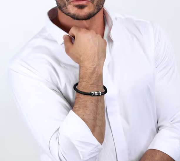 Pulsera Hombre Correa Piel Negra SQH53