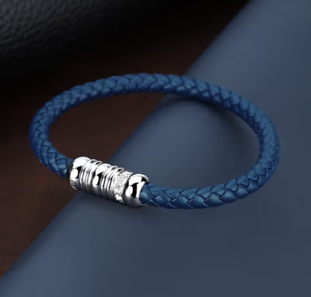 Pulsera Hombre Correa Cuero Azul SQH55