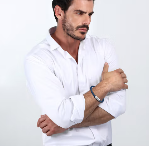 Pulsera Hombre Correa Cuero Azul SQH55