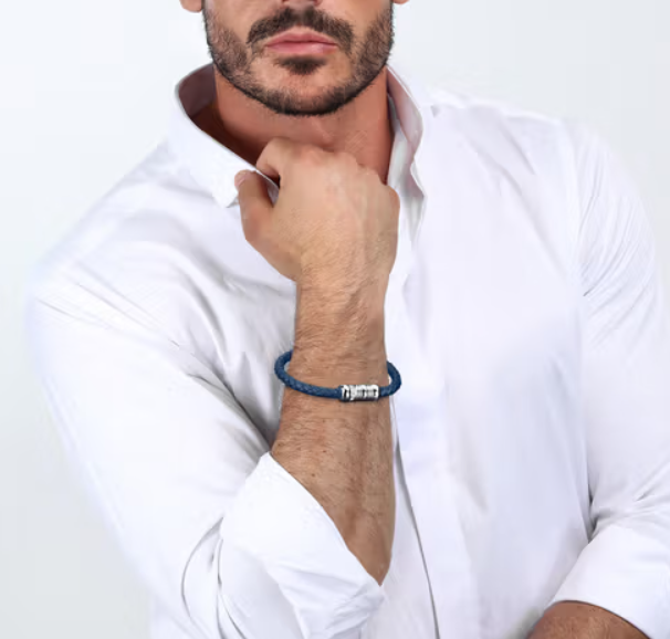 Pulsera Hombre Correa Cuero Azul SQH55