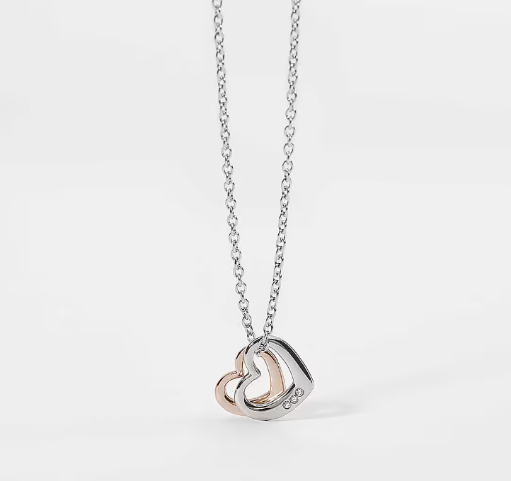 Collar Mon Amour con Acero y Corazones Rosa 251790