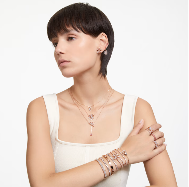 Collana Pendente a Y Volta Fiocco Rosa 5647569