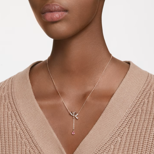 Collana Pendente a Y Volta Fiocco Rosa 5647569