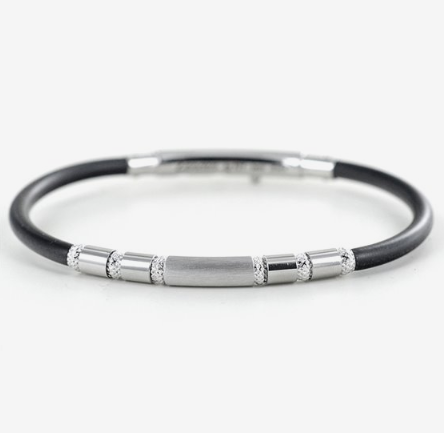 Bracciale Uomo in Caucciù Nero e Acciaio ESB024B-N