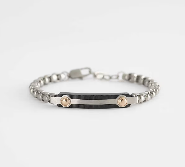 Pulsera de Hombre en Acero, Negro y Rosa 232288