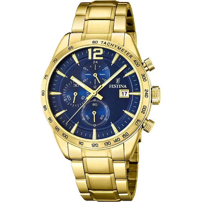 Festina Orologio Uomo Cronografo Prestige Dorato e Blu F20266 2