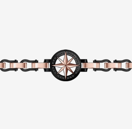 Bracciale Uomo Nero e Rosato con Rosa dei Venti EHB245