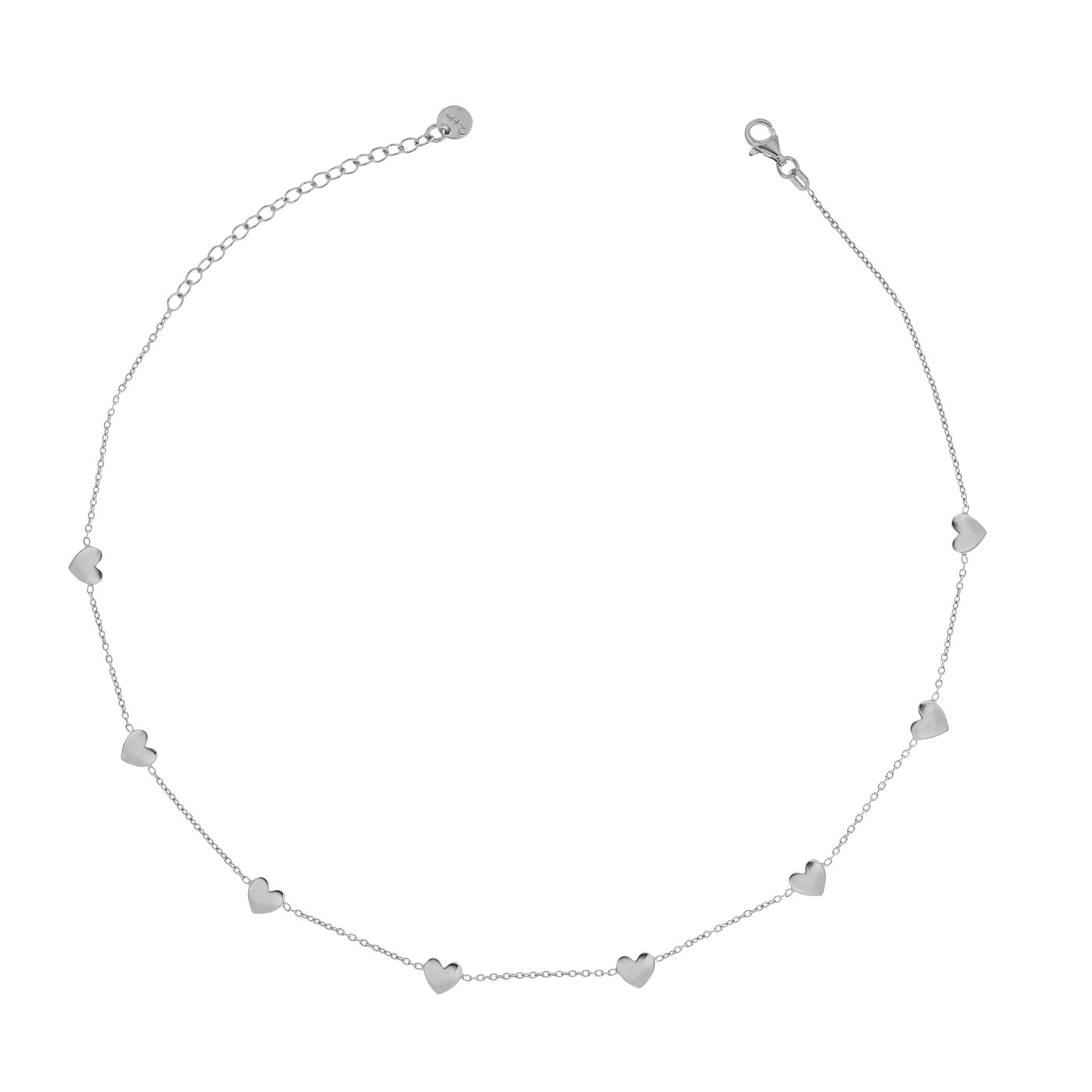 Collar Cadena Ocho Corazones Chapado En Rodio GR-CAT 8CUO RH