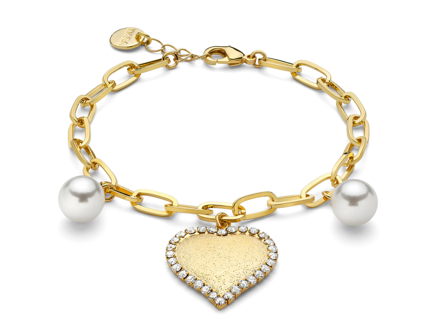 Pulsera de Perlas Doradas con Corazón KBRD1766G