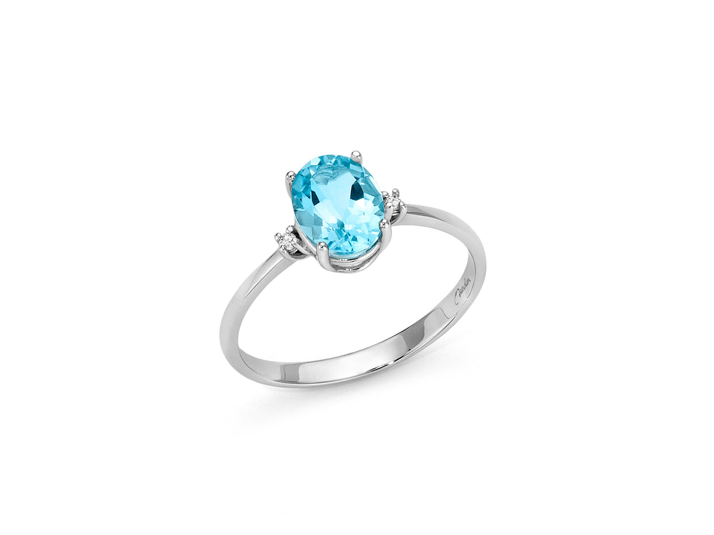Anello Gemma Del Cielo Topazio Ovale con Diamanti LID3196X