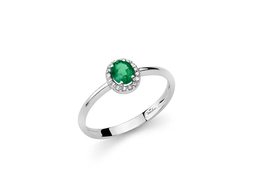 Anello Gemme Preziose con Diamanti e Smeraldo LID3272