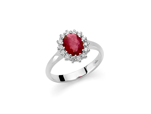 Anello Premium Gemme Diamanti e Rubino LID3393