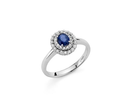 Anello Gemme Preziose con Diamanti e Zaffiro Blu LID3441