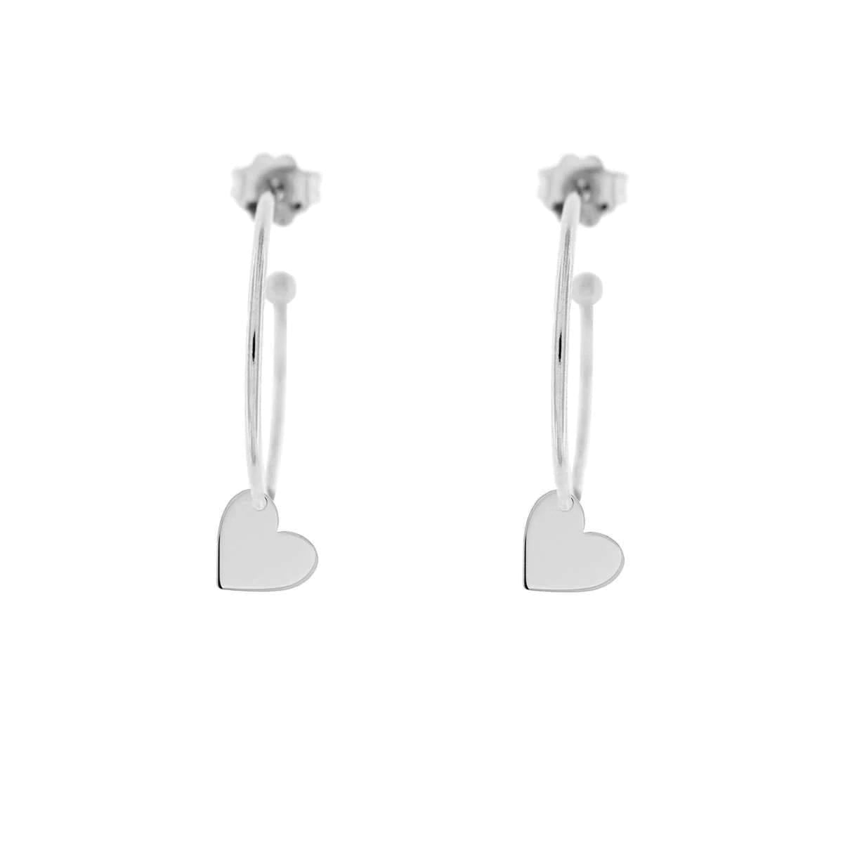 Pendientes Círculo Colgante Corazón Rodio OR-D1 CUO RH