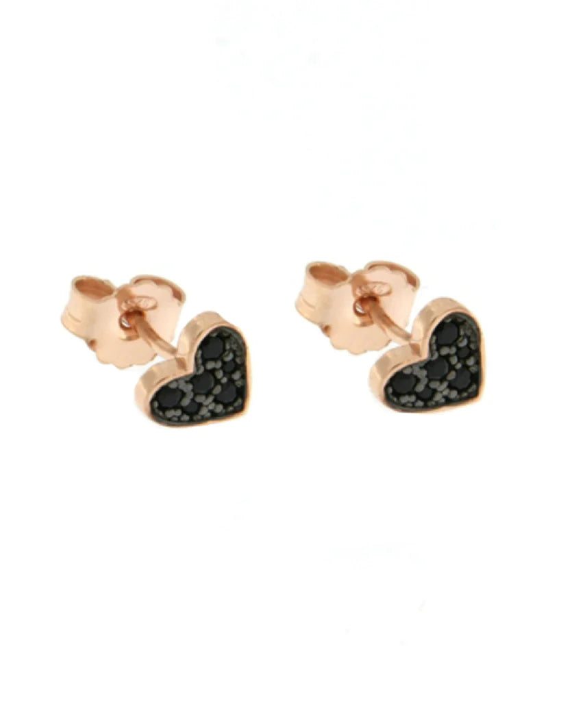 Orecchini Stardust Cuore Rosato e Zirconi Neri ORZ-B LOB MIC CUO