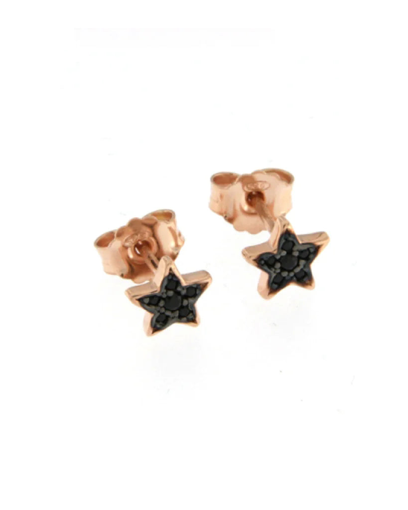 Orecchini Stardust Stella Rosato e Zirconi Neri ORZ-B LOB MIC STE