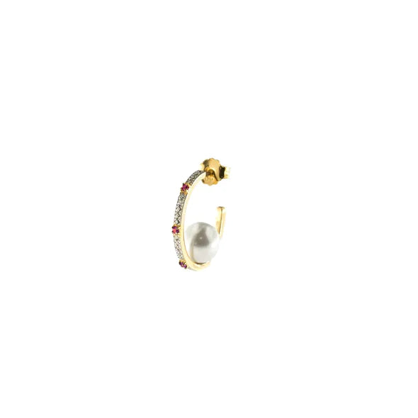 Orecchino Mono Galactica Rossi Con Perla Di Conchiglia ORZ-013 M7 AU