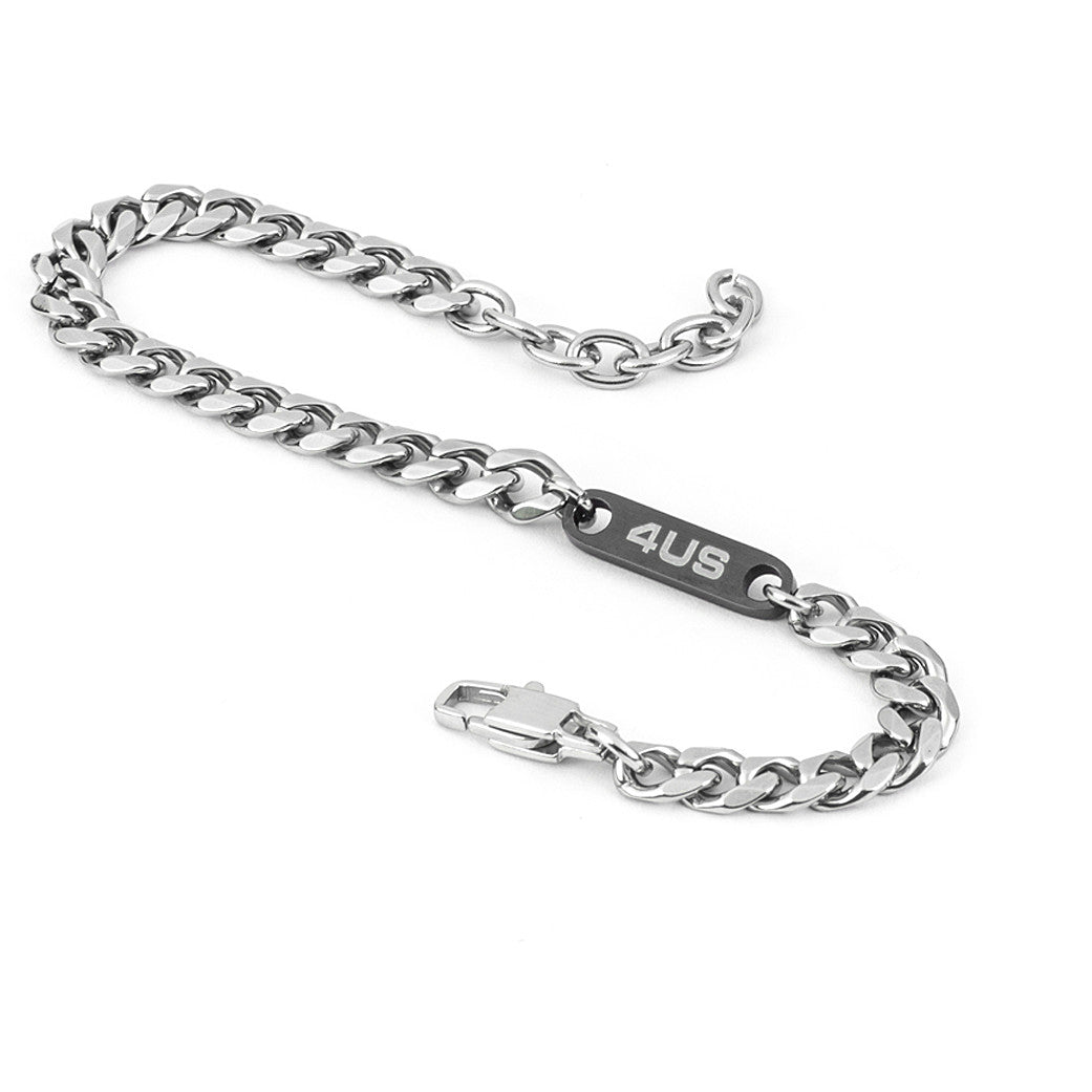 Bracciale Uomo 4US Catena Inserto Nero 4US 4UBR4394