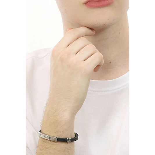Bracciale Uomo 4US Argento e Gomma Nera 4UBR4444