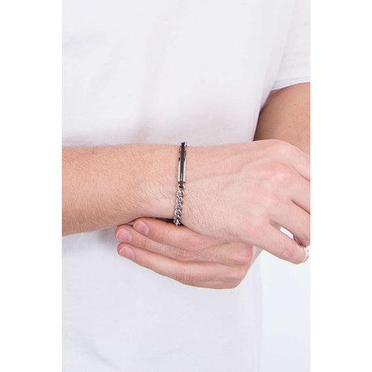 Bracciale Uomo 4US Bridge Argentato e Nero 4UBR3275