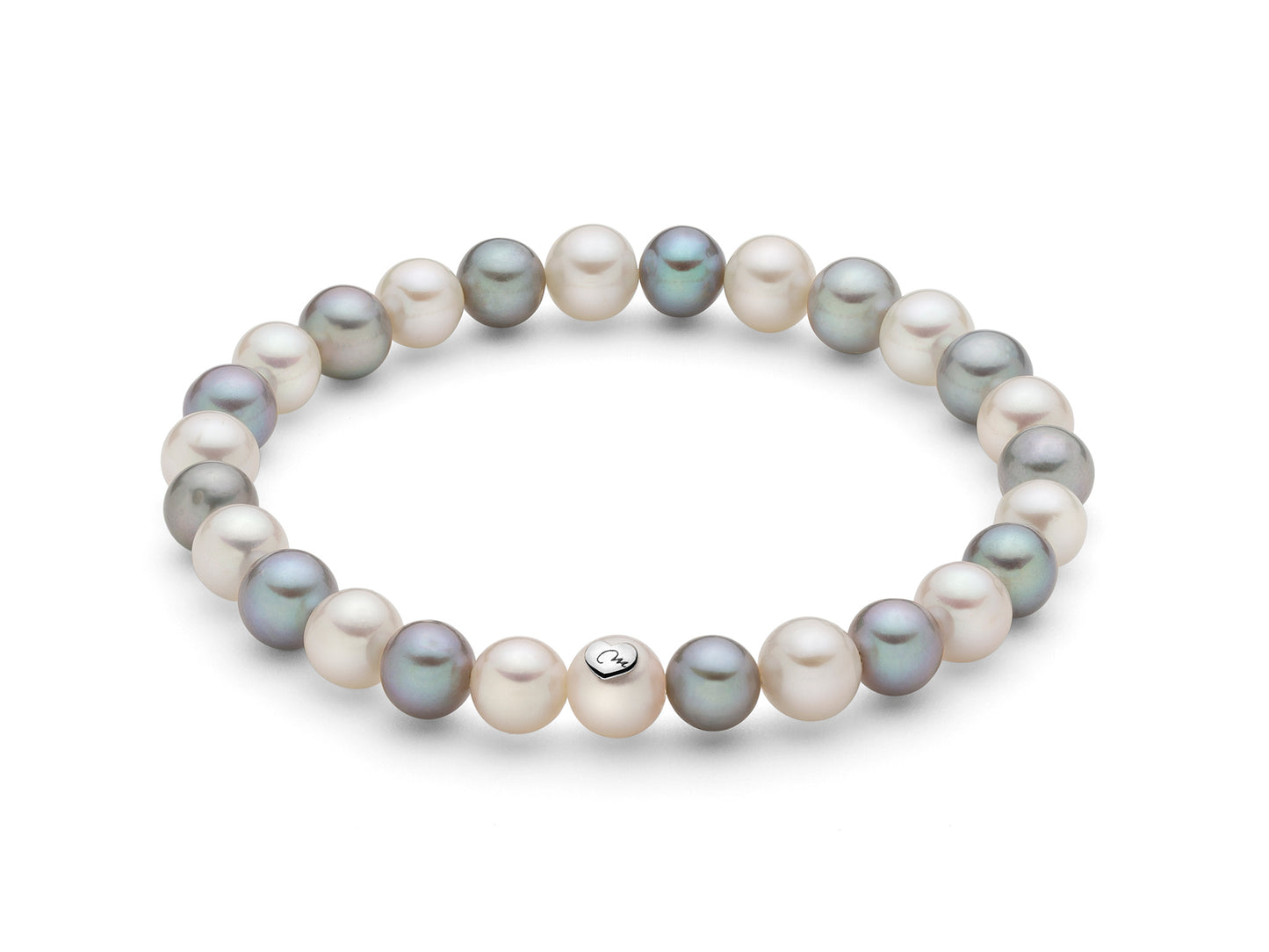 Bracciale Giochi Di Perle Bianche e Grigie 7mm PBR1669