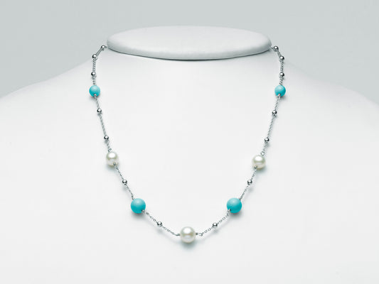 Collana La Fantasia Perle 7mm 9mm e Sfere Turchese 6mm 8mm PCL5827