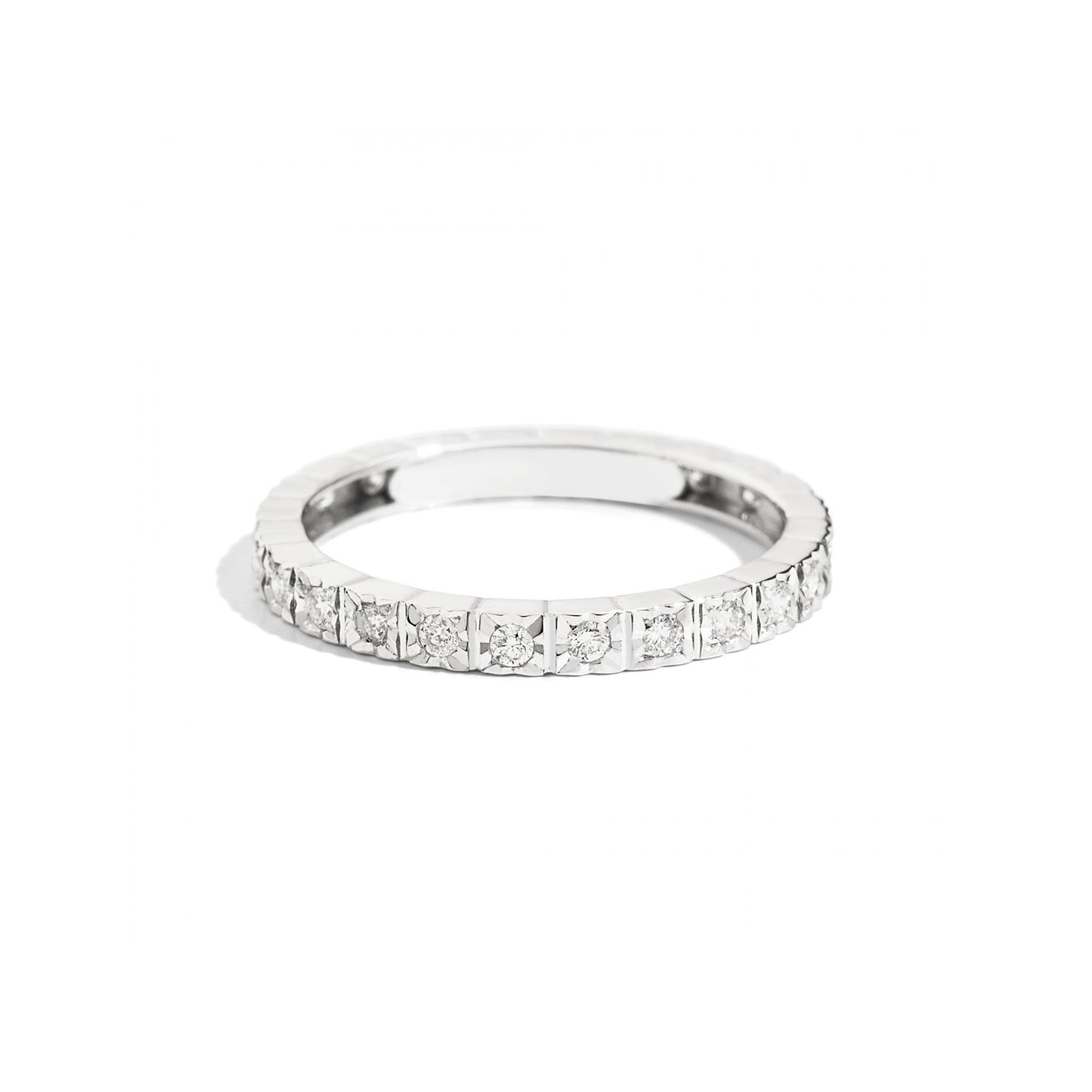 Anello Face Cube Veretta Oro Bianco con Diamanti R39GD906