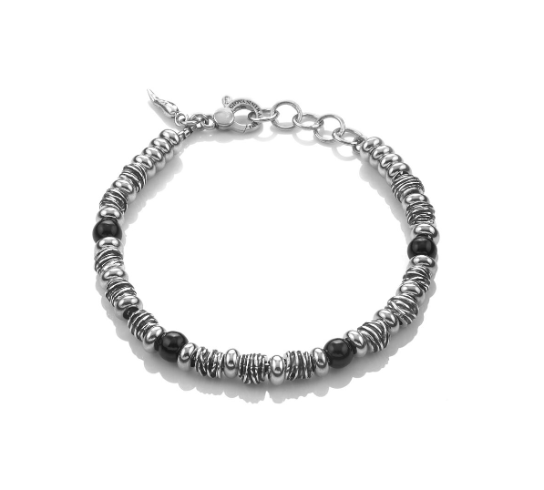 Pulsera de hombre de enlace pequeño de ónix 10696