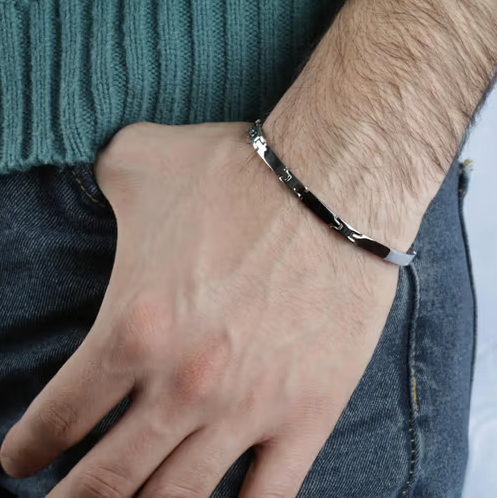 Pulsera Hombre Alfa Acero y Negro SAEV37