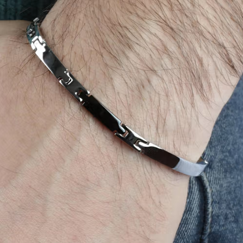 Pulsera Hombre Alfa Acero y Negro SAEV37