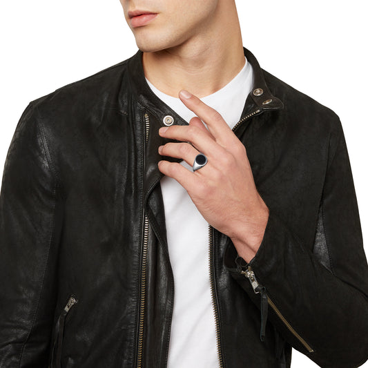 Anello Uomo Acciaio Lucido Con Onice TJ3116