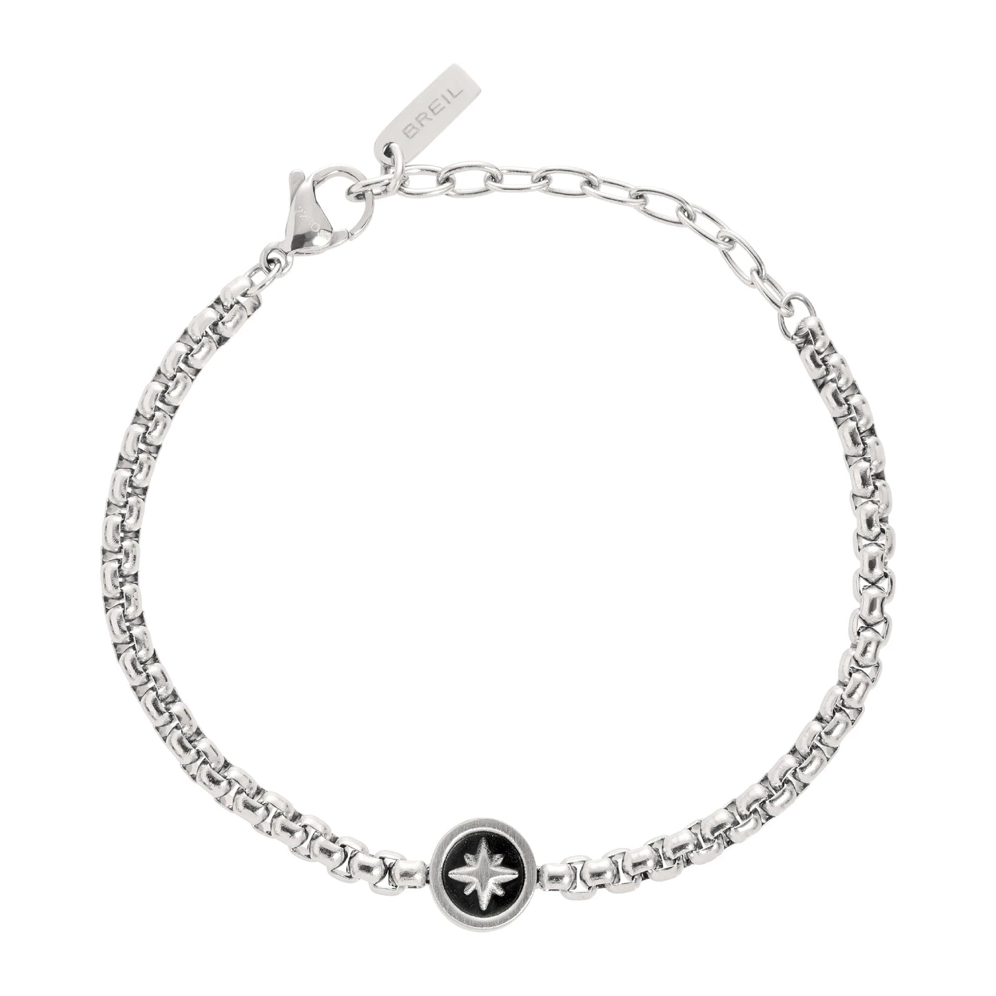 Pulsera Rosa de los Vientos Ketch Hombre Plata Negra TJ3219