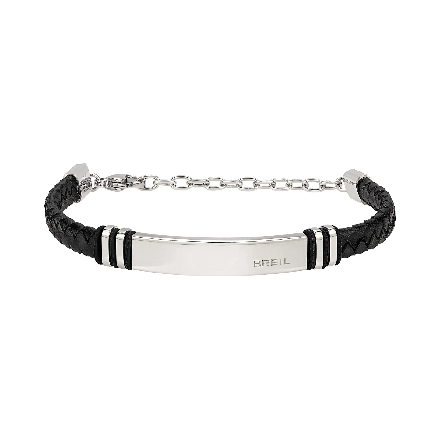 Bracciale Uomo Leather Twine Nero e Acciaio TJ3357