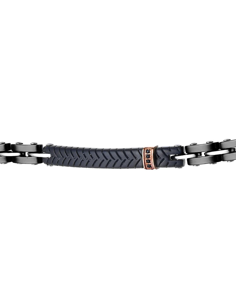 Bracciale Uomo Maglie In Ceramica Nera UHB020