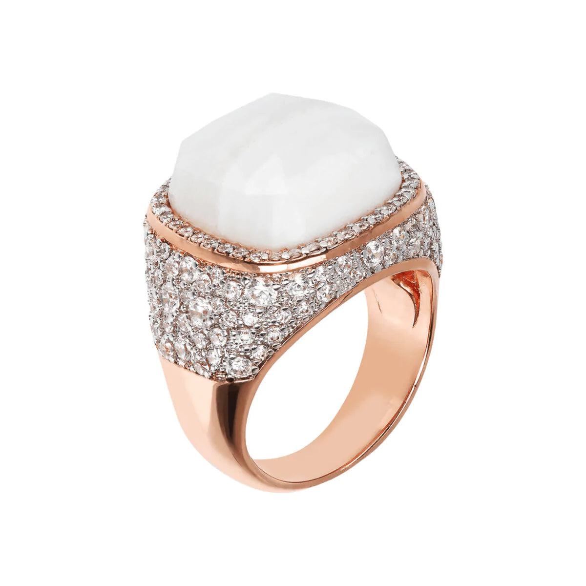 Anillo Chevalier con Ágata White Lace y Zirconia Cúbica WSBZ01586.WA-M