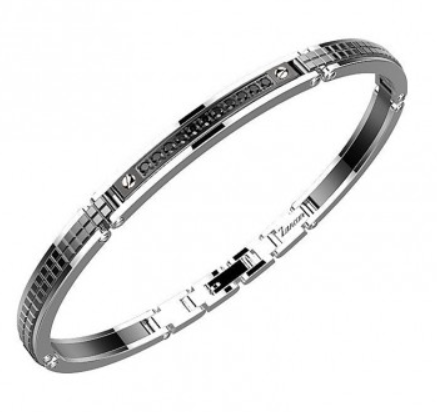 Pulsera de Hombre de Acero y Negro con Espinelas UHB072