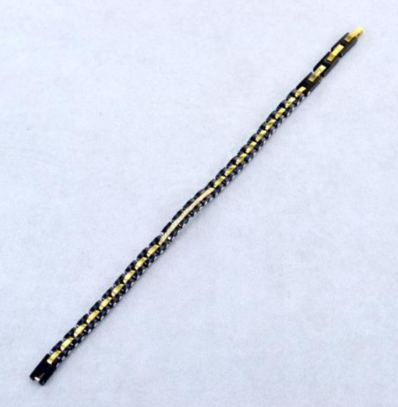 Bracciale Uomo Nero e Dorato con Zirconi Hi-Teck UHB055