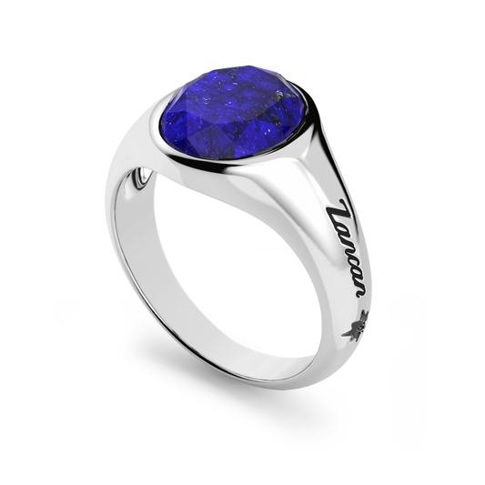 Anello Uomo Chavlier in Argento Rotondo con Pietra Lapis EXA238