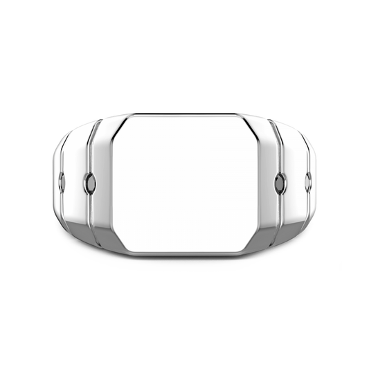 Anello Uomo Chevalier Esagonale con Spinelli neri ESA060