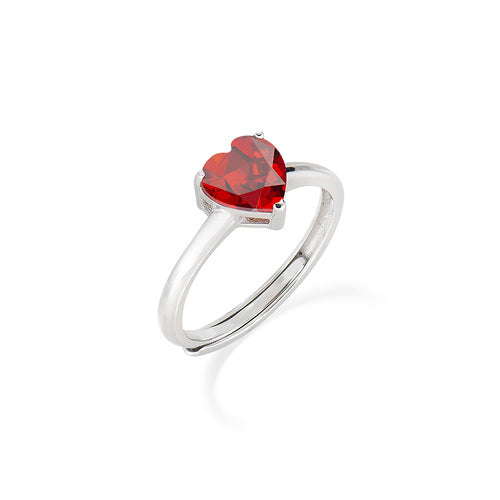 Anillo Corazón Rojo en Plata y Zirconias RSHBRZ6-2