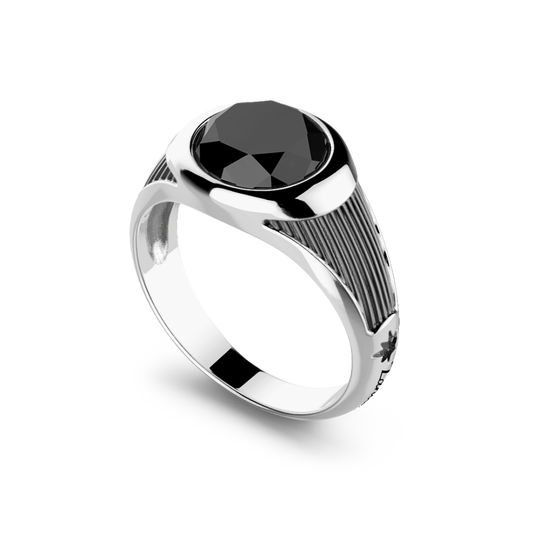 Anillo de Hombre en Plata con Piedra Negra EXA217